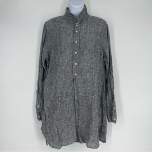 CP Shades Chambray Linen Button Down  Black Tunic  or shirt dress